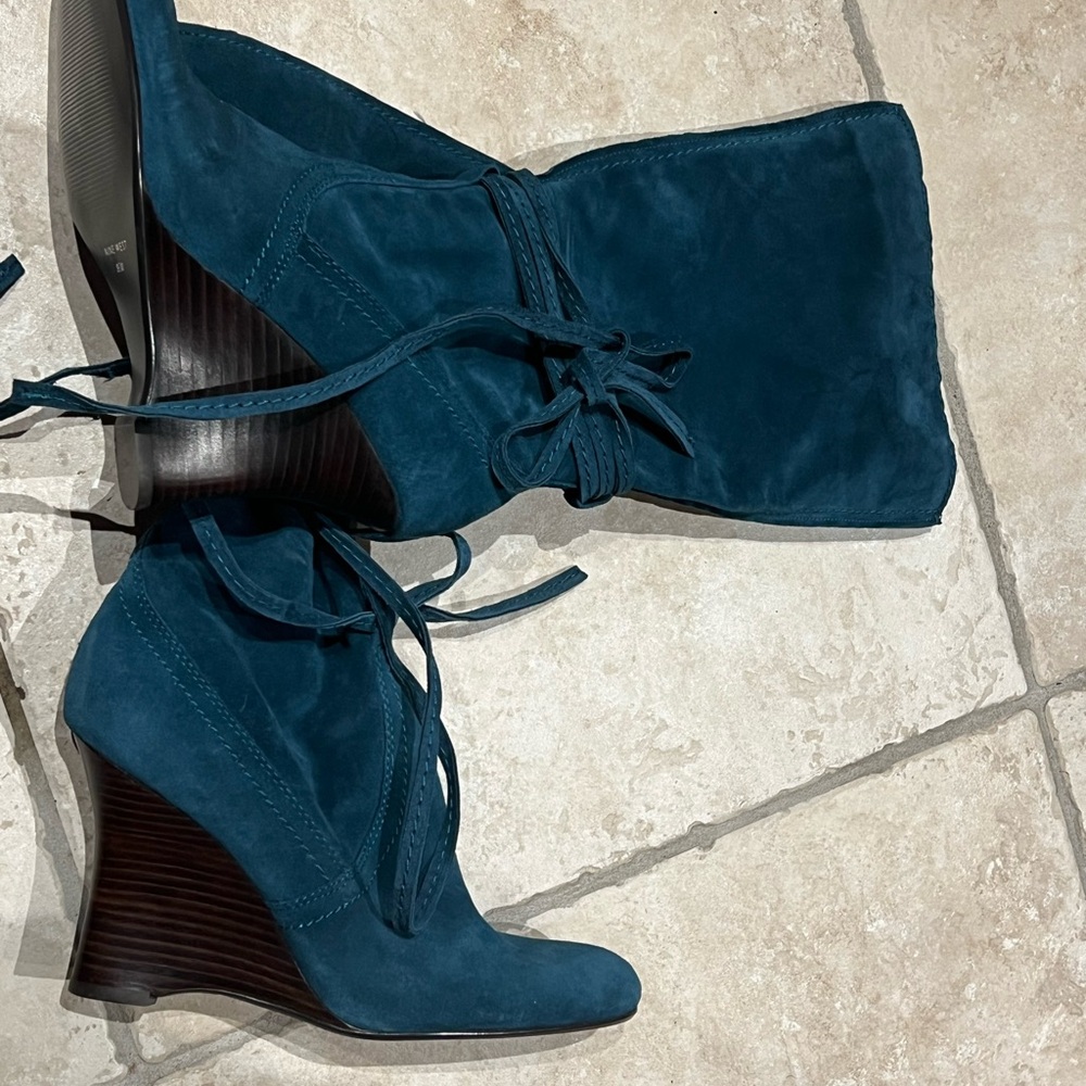 Women's Teal Wedge Boots